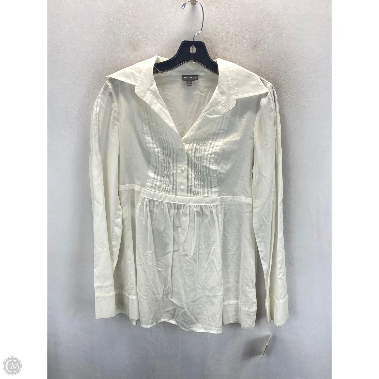 Tunic Long Sleeve By Nine West In White, Size: 4