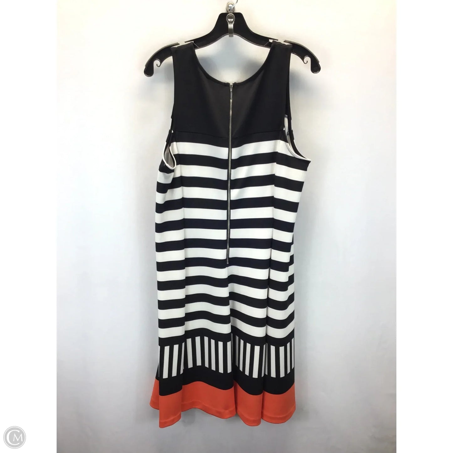 Dress Casual Midi By Worthington In Black & Orange, Size: 16