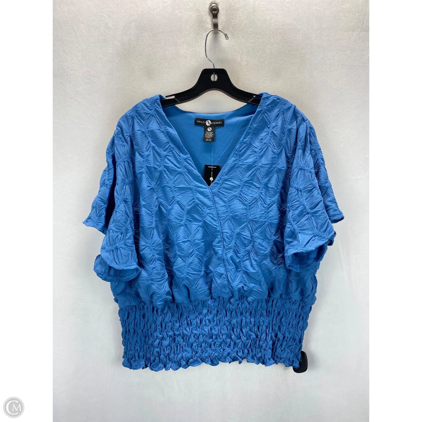 Blouse Short Sleeve By Ashley Stewart In Blue, Size: 22