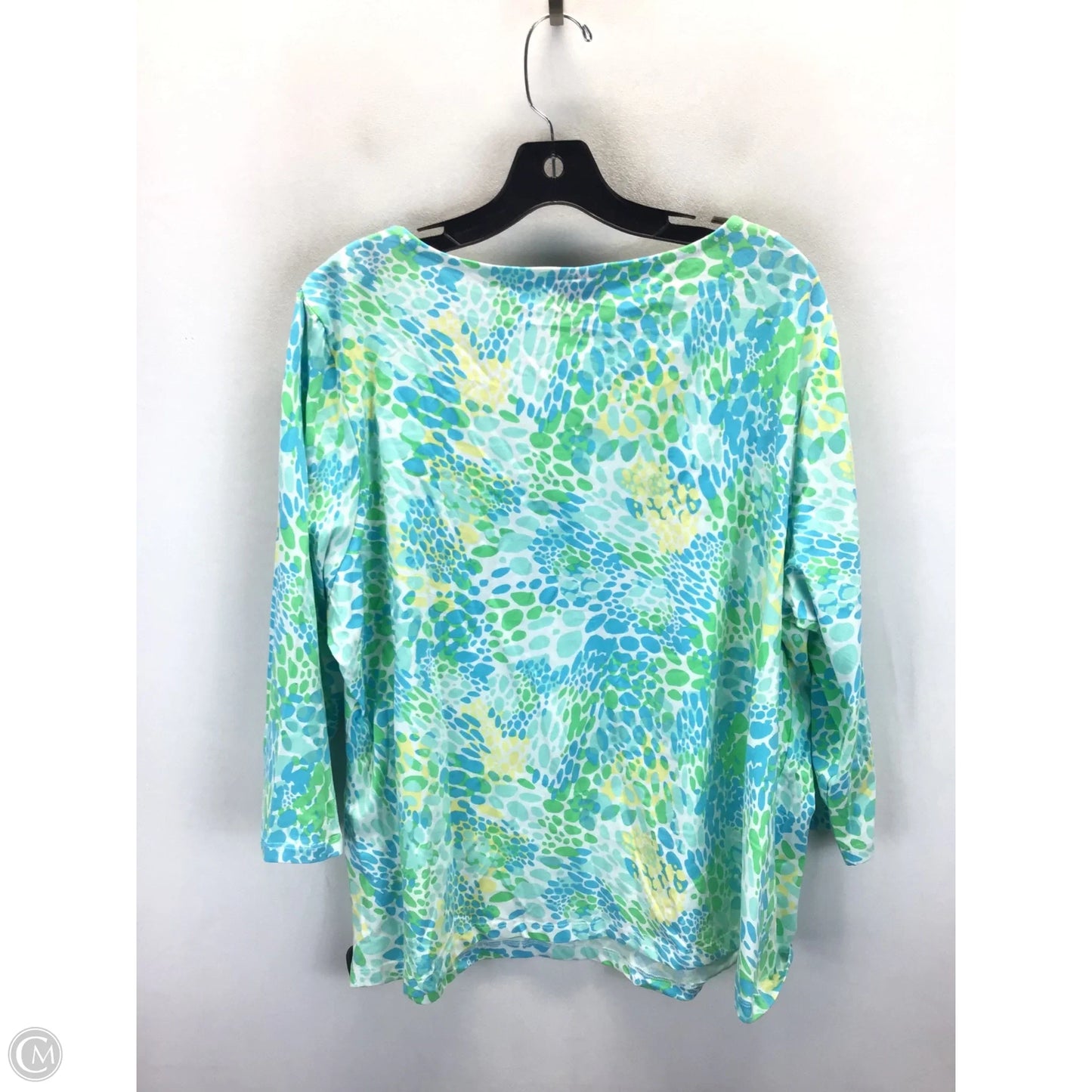 Top Long Sleeve By Hearts Of Palm In Blue & Green, Size: 2x
