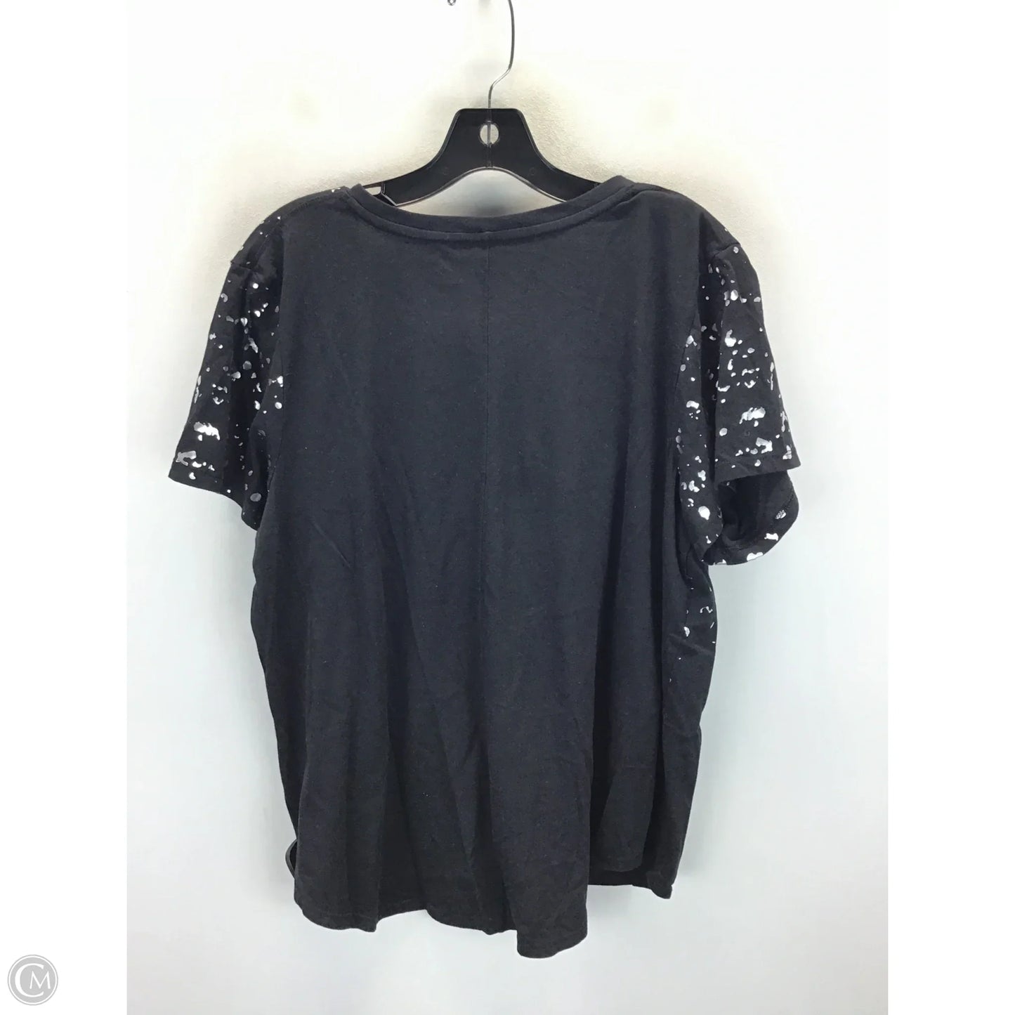 Top Short Sleeve By Tek Gear In Black & Silver, Size: 1x