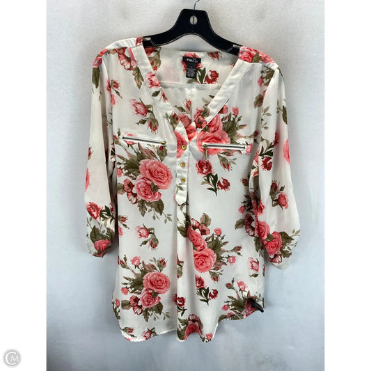 Top 3/4 Sleeve By Rue 21 In Pink & White, Size: L