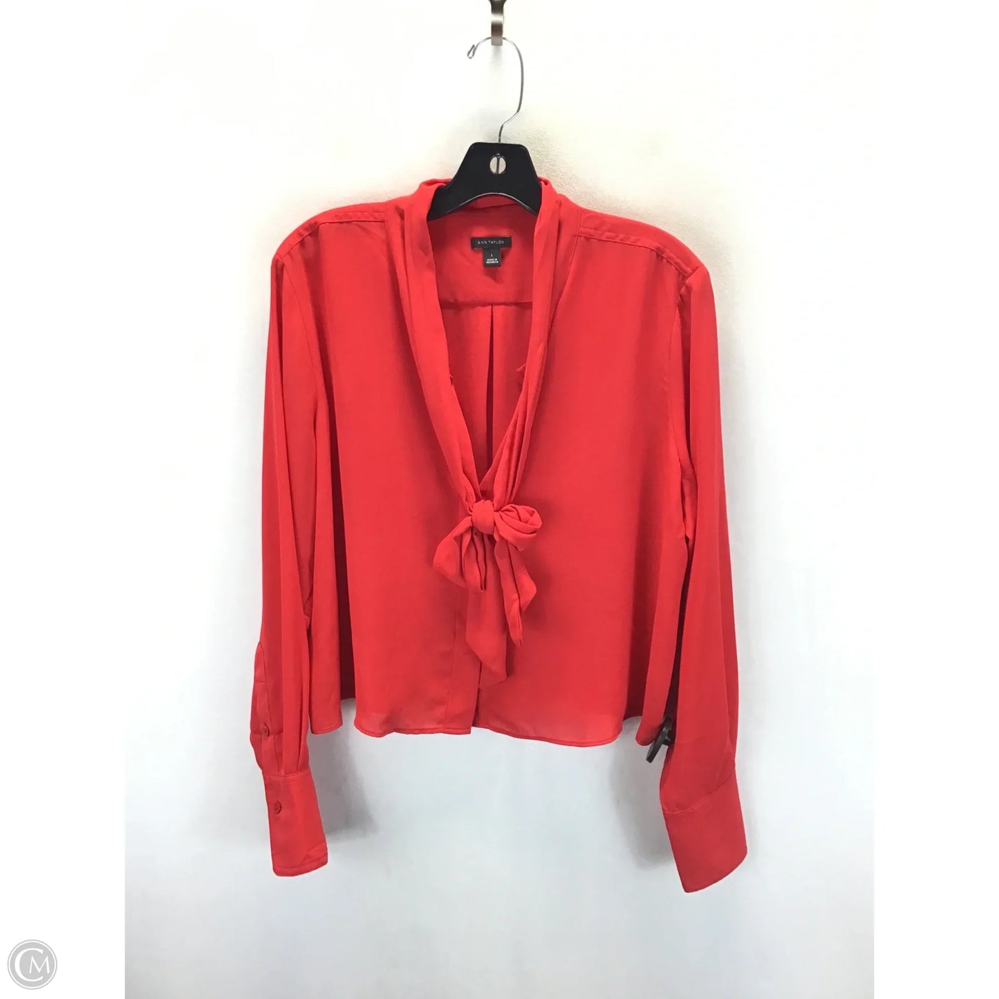 Blouse Long Sleeve By Ann Taylor In Red, Size: L