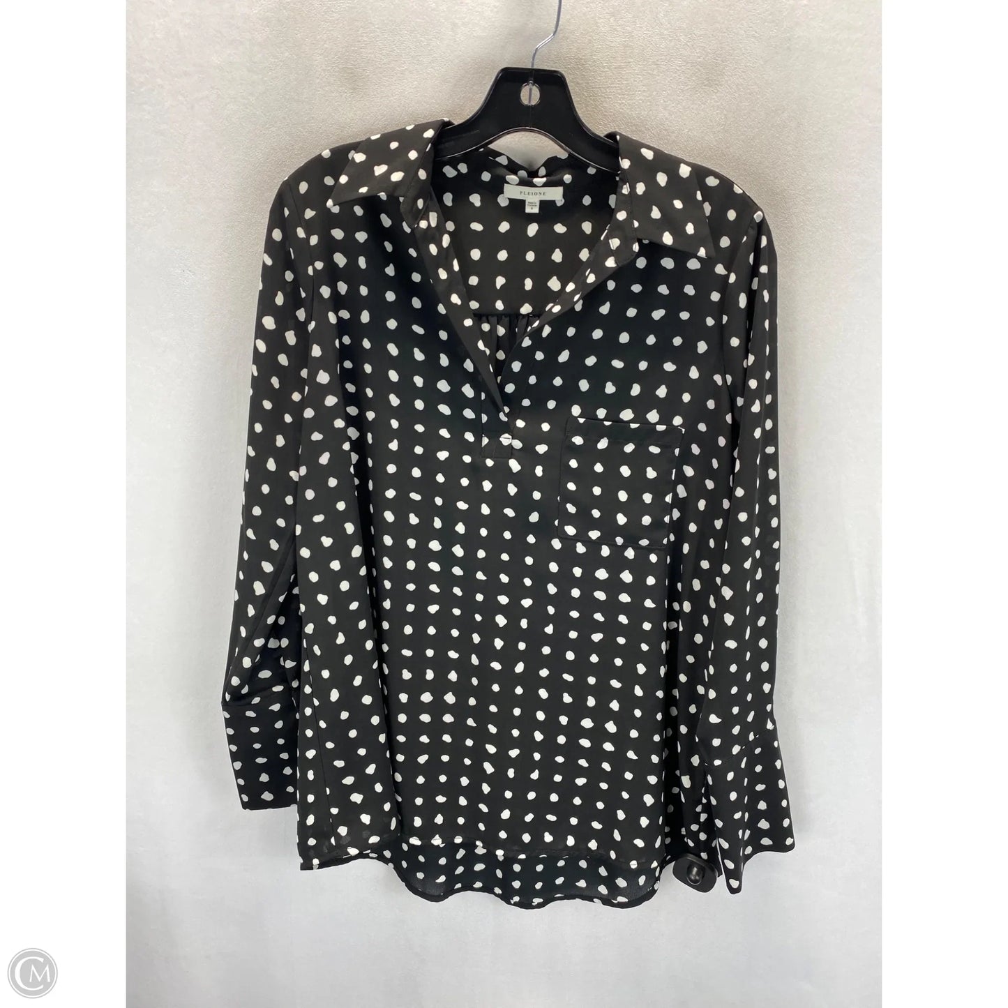 Top Long Sleeve By Pleione In Black & White, Size: S