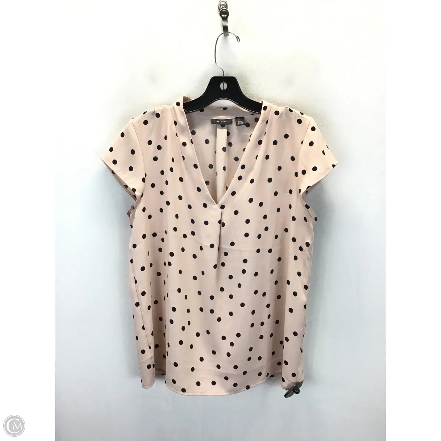 Top Short Sleeve By Halogen In Black & Pink, Size: M