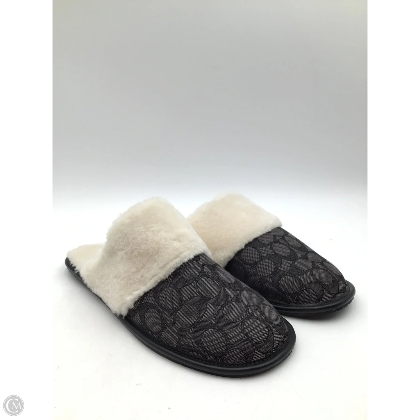 Slippers Designer By Coach In Black & Cream, Size: 10