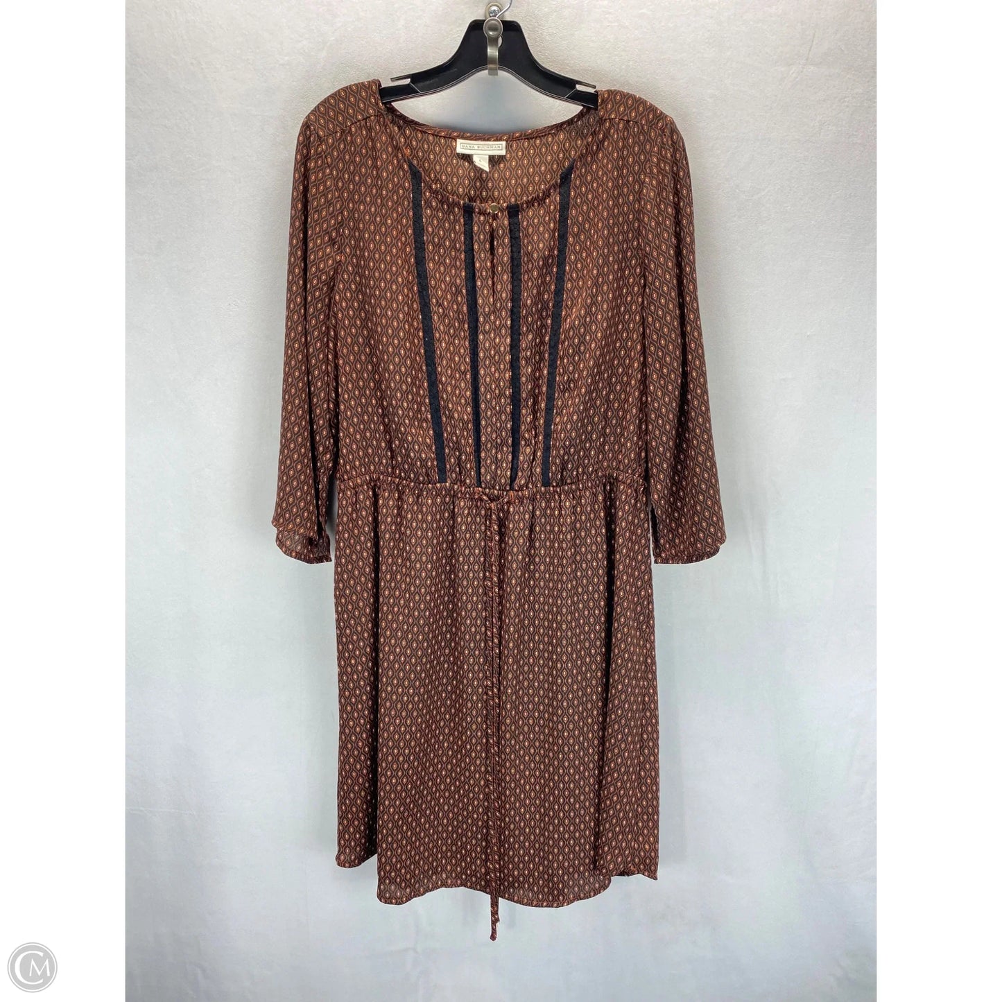 Dress Casual Midi By Dana Buchman In Black & Orange, Size: L