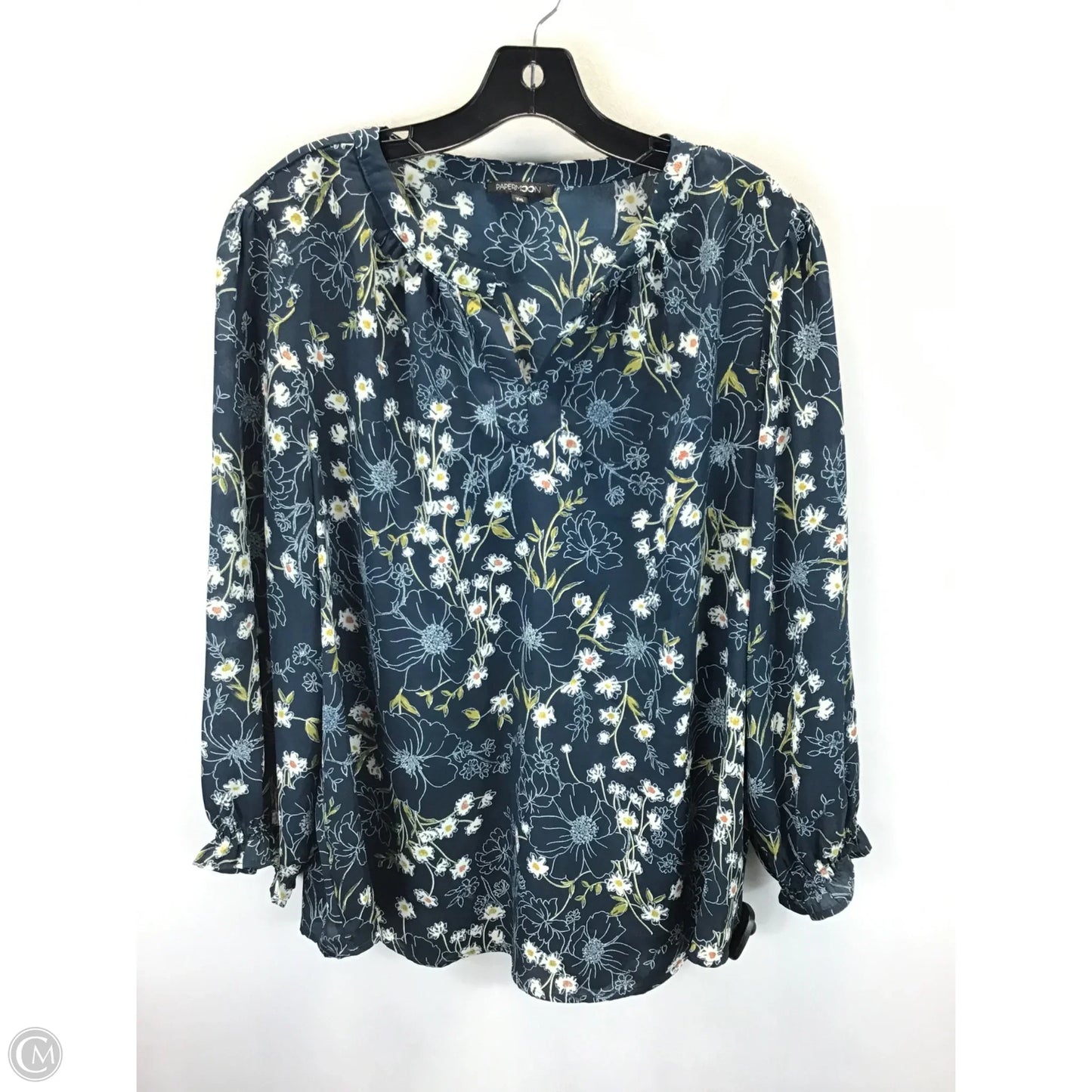 Top Long Sleeve By Papermoon In Blue, Size: Xxl