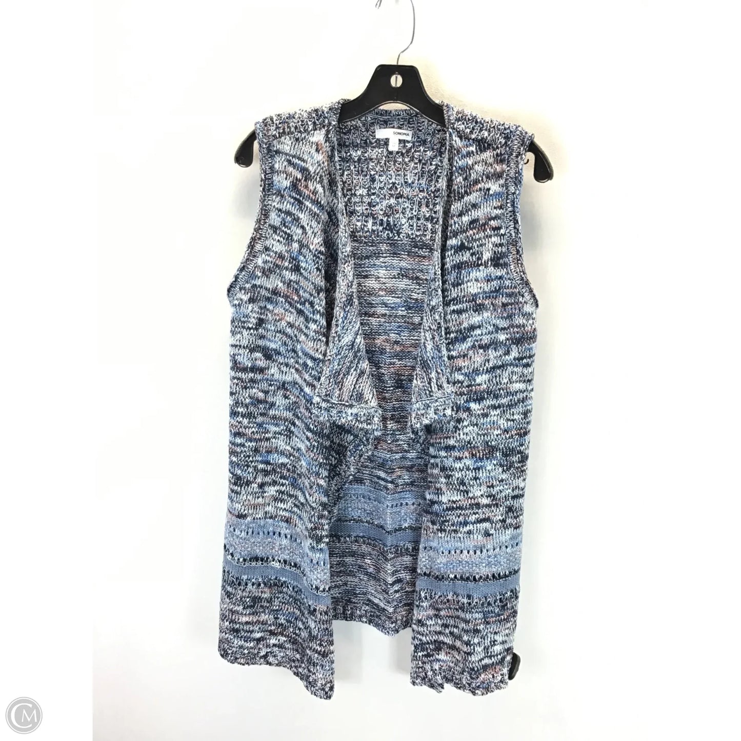 Vest Sweater By Sonoma In Blue & Cream, Size: M