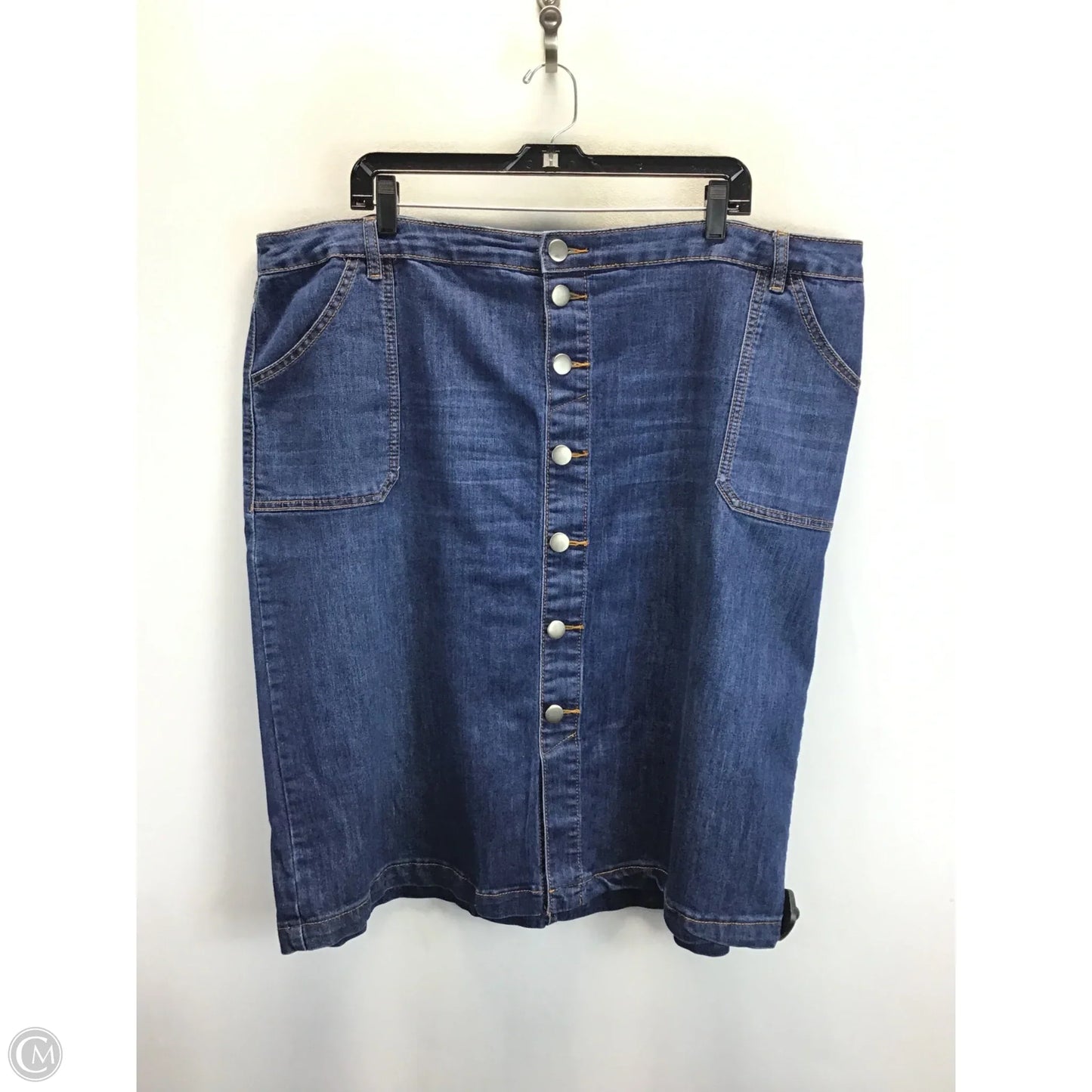 Skirt Midi By Clothes Mentor In Blue Denim, Size: 18