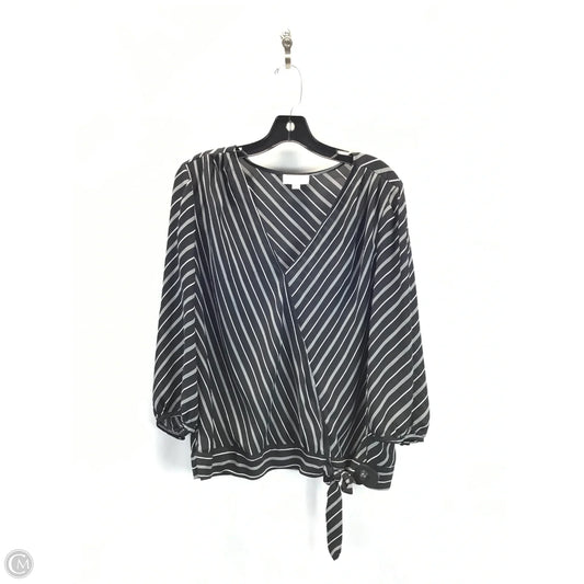 Blouse Long Sleeve By Loft In Black & White, Size: Xl