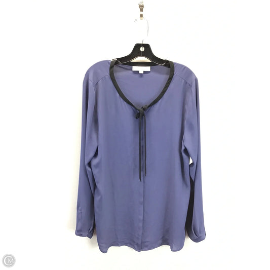 Blouse Long Sleeve By Loft In Black & Blue, Size: Xl
