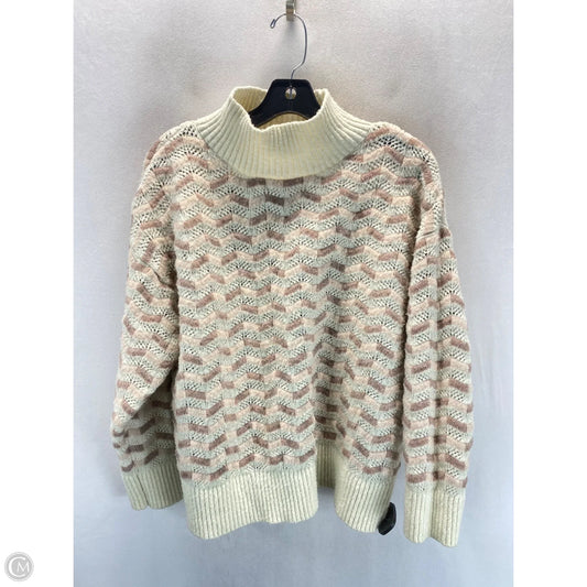 Sweater By Liz Claiborne In Cream & Pink, Size: Xxl