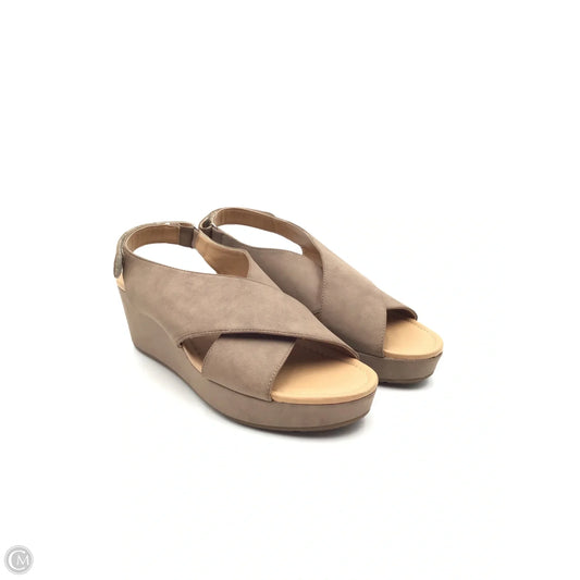 Sandals Heels Wedge By Me Too In Brown, Size: 9.5