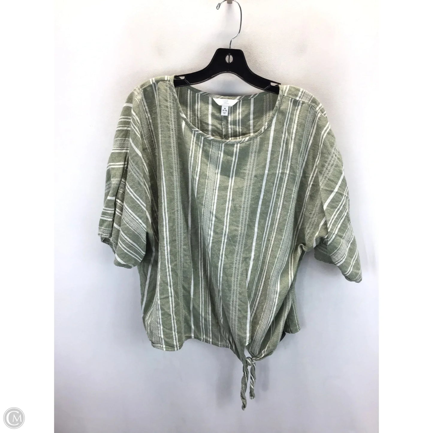 Top Short Sleeve By Time And Tru In Green & White, Size: M