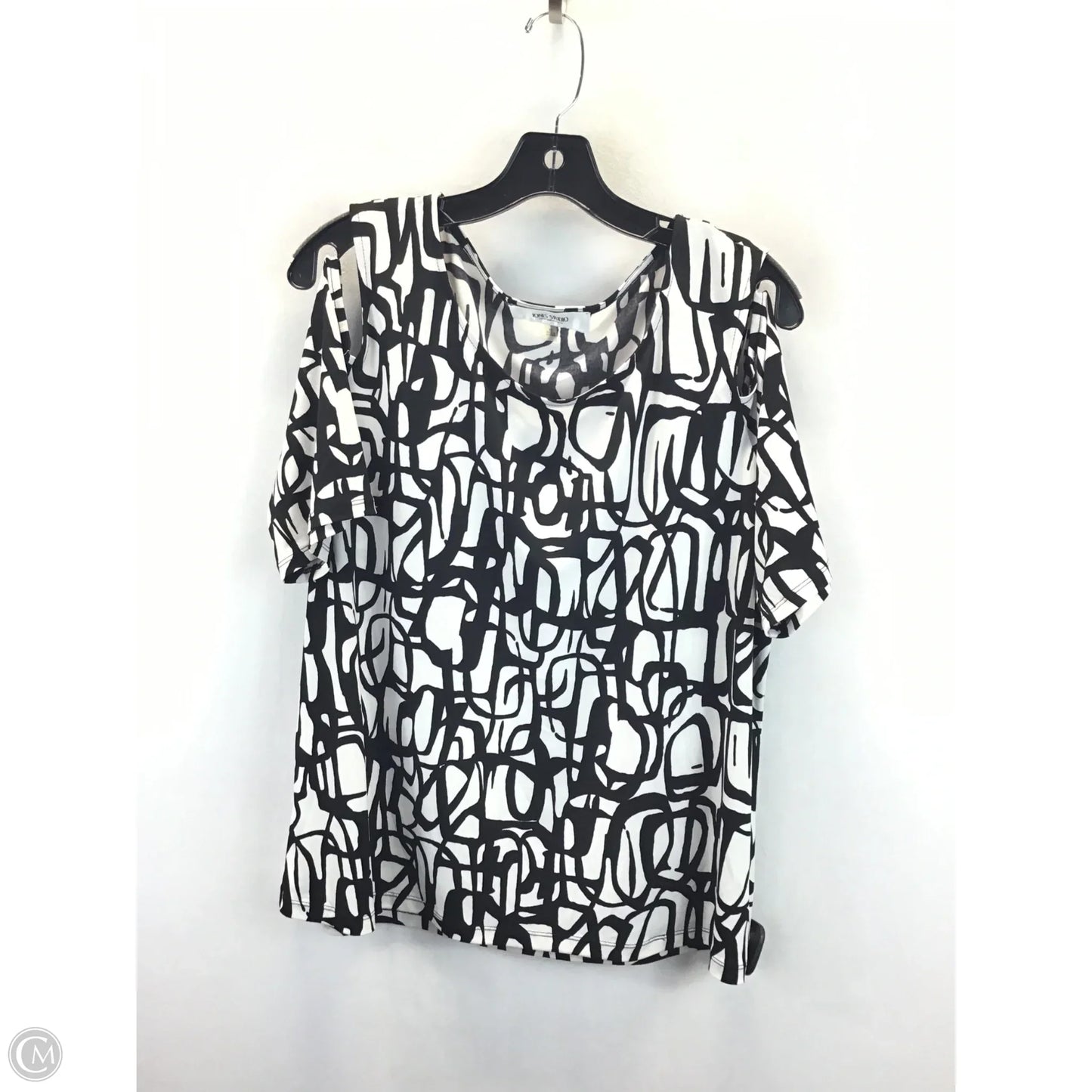 Top Short Sleeve By Jones Studio In Black & White, Size: Xl