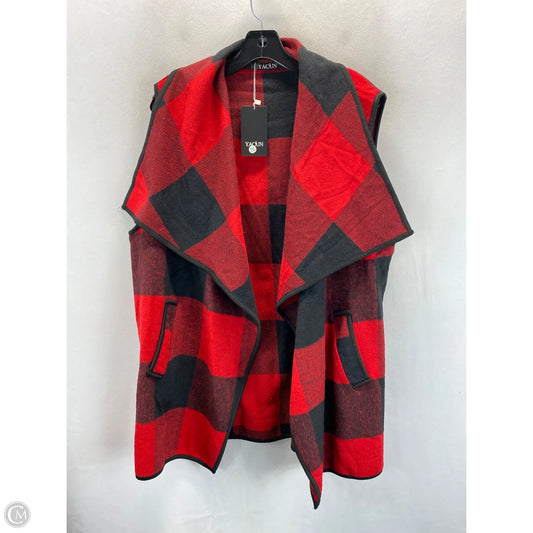 Vest Sweater By Clothes Mentor In Black & Red, Size: 2x