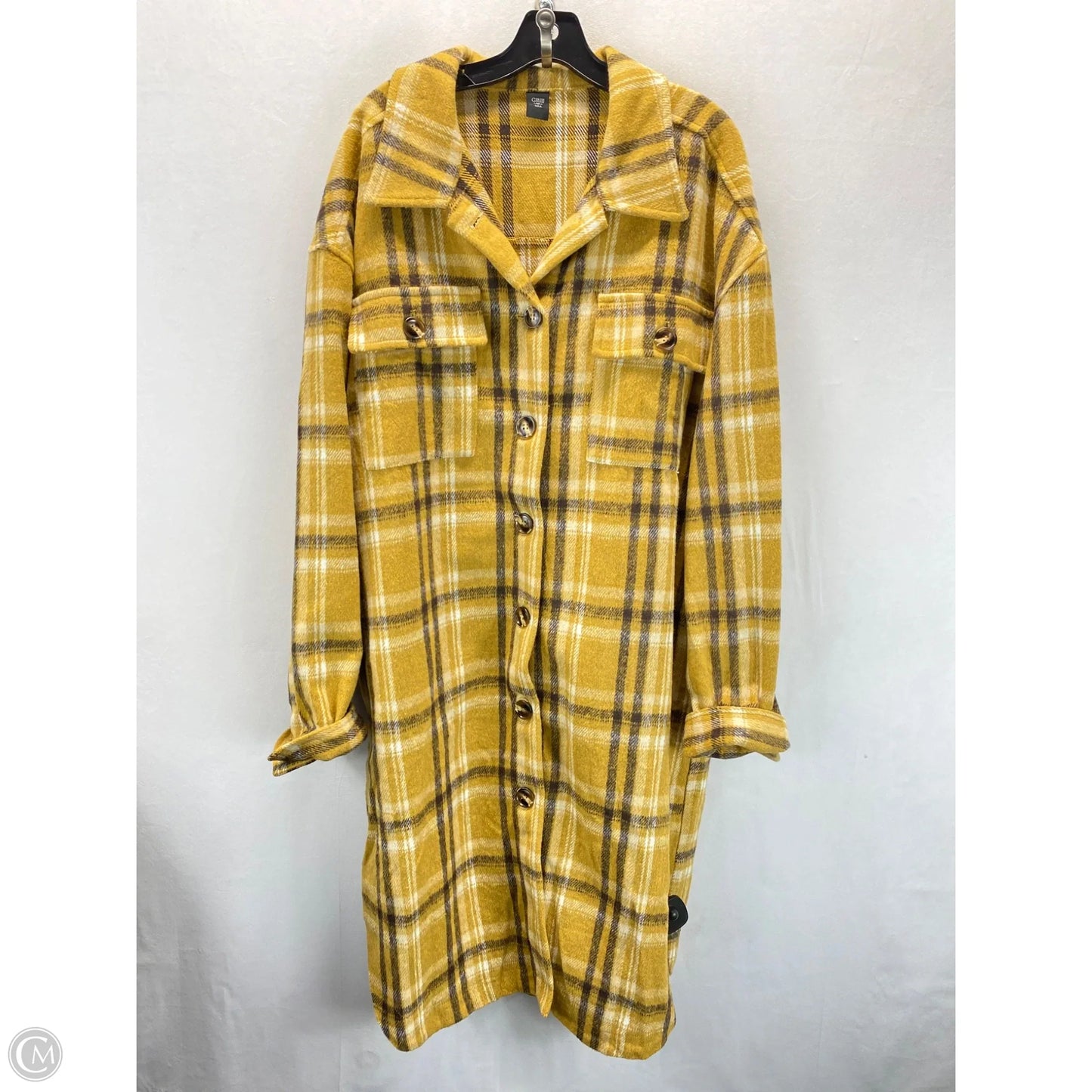 Sweater Cardigan By Clothes Mentor In Plaid Pattern, Size: 1x