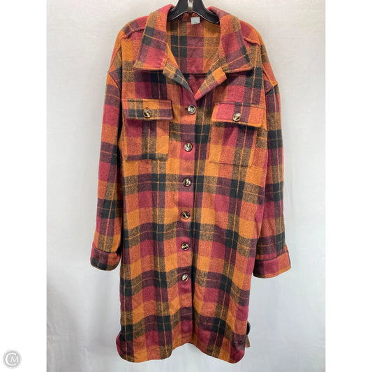 Sweater Cardigan By Clothes Mentor In Plaid Pattern, Size: Xl