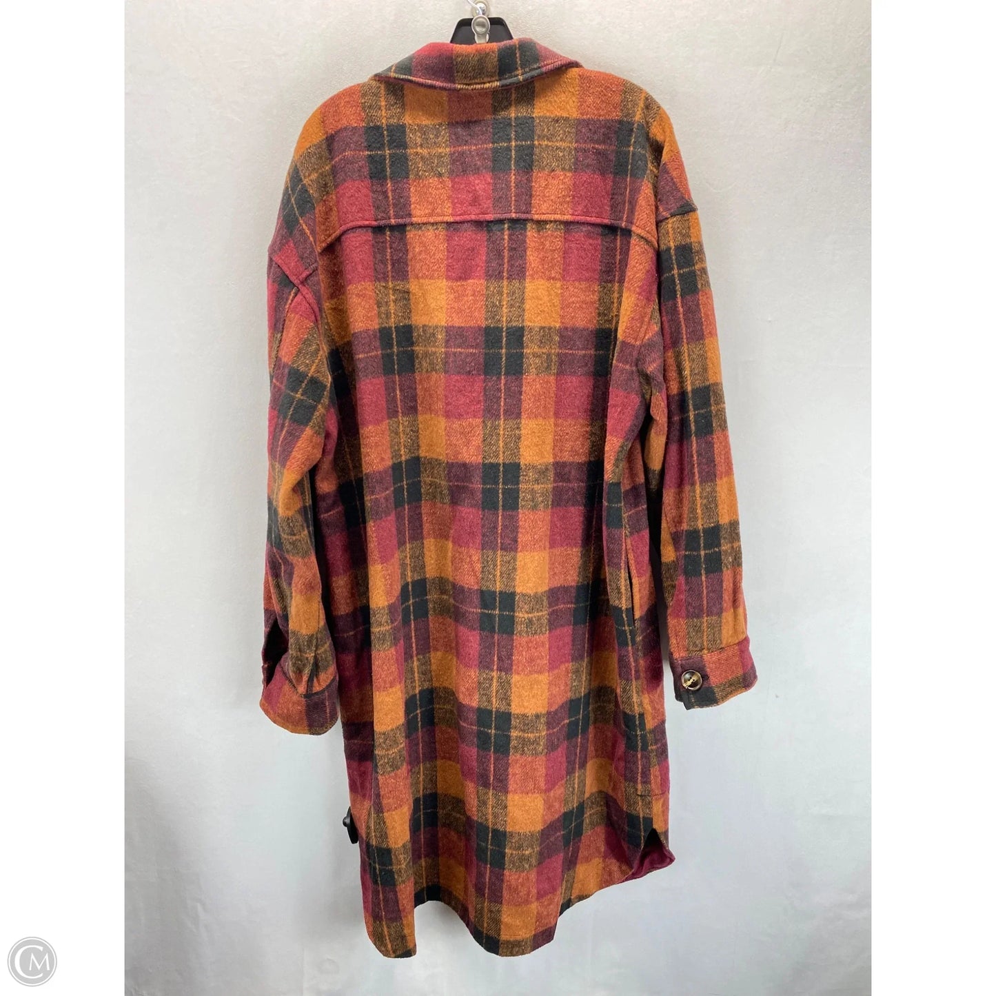 Sweater Cardigan By Clothes Mentor In Plaid Pattern, Size: Xl