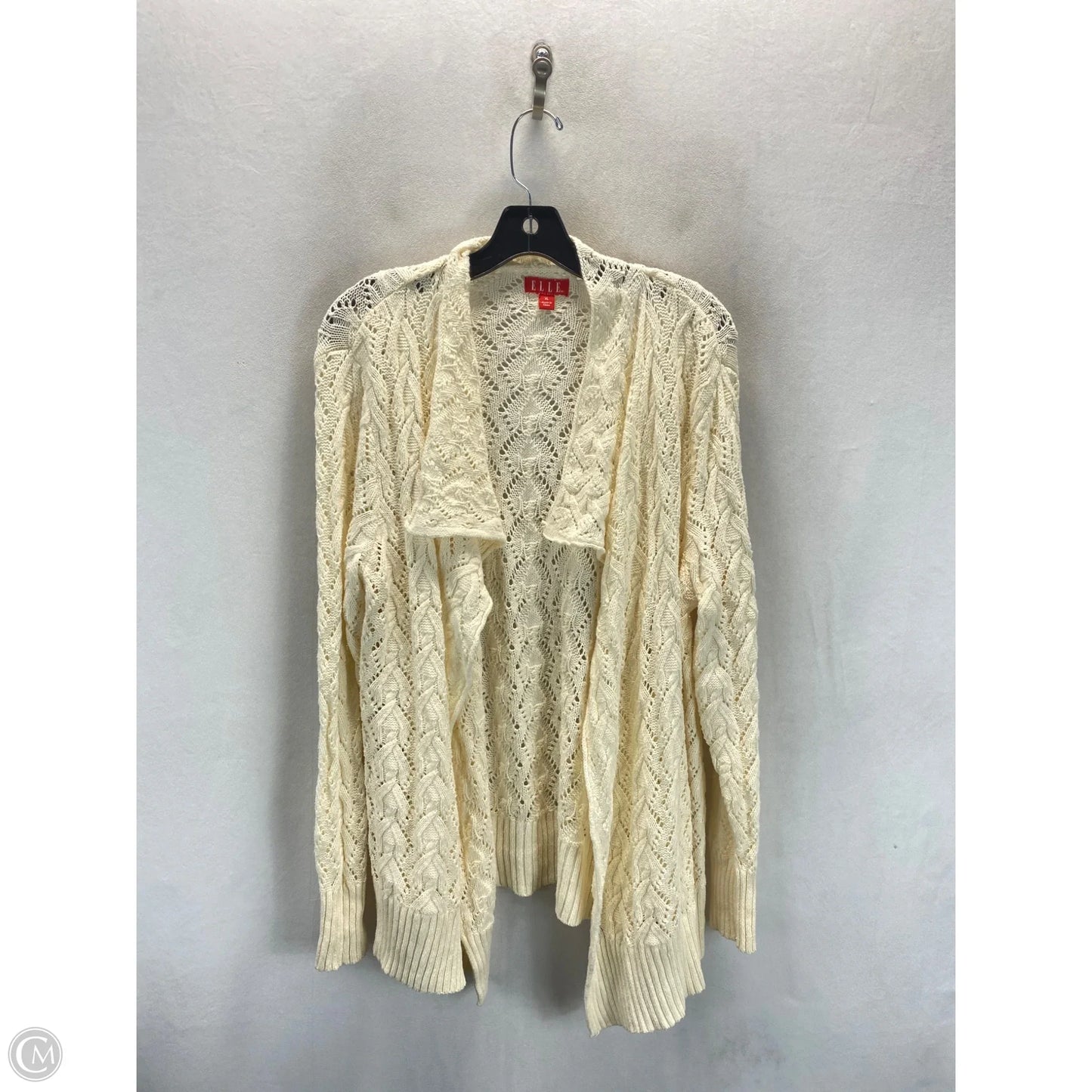 Sweater Cardigan By Elle In Cream, Size: Xl