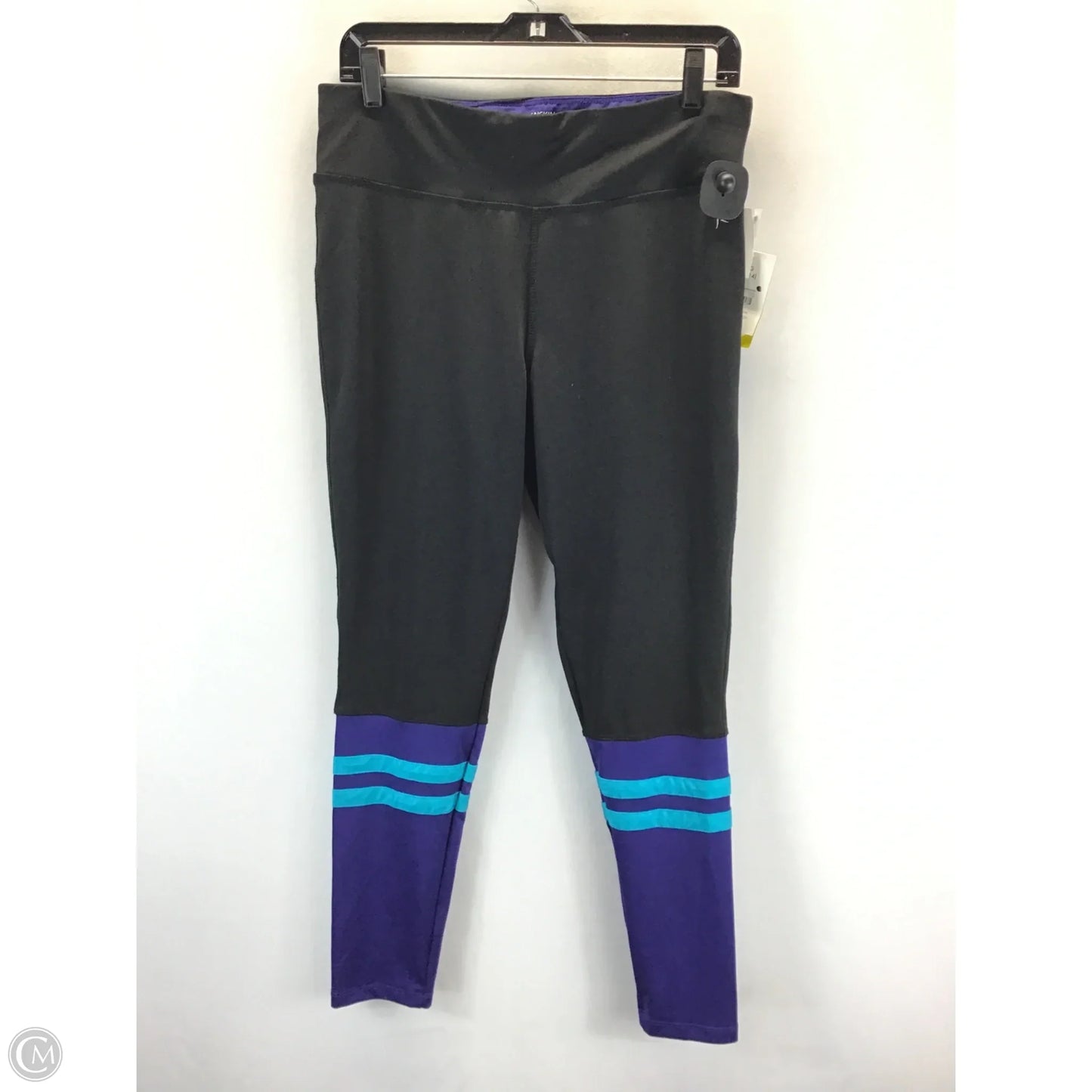 Athletic Leggings By Danskin In Black & Blue, Size: L