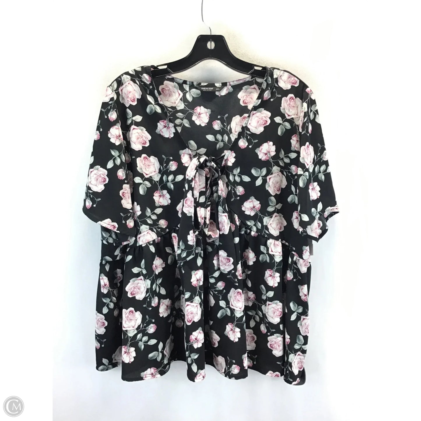 Top Short Sleeve By Shein In Floral Print, Size: 2x