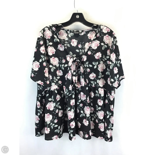 Top Short Sleeve By Shein In Floral Print, Size: 2x