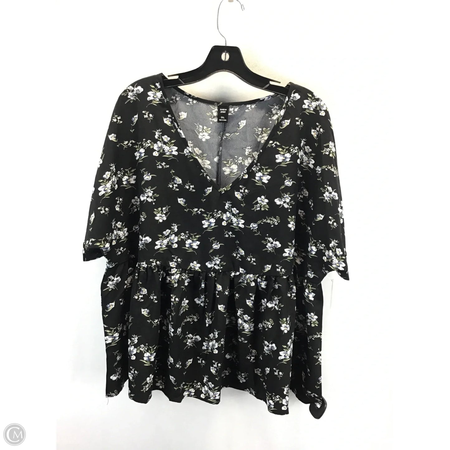 Top Short Sleeve By Shein In Floral Print, Size: 2x