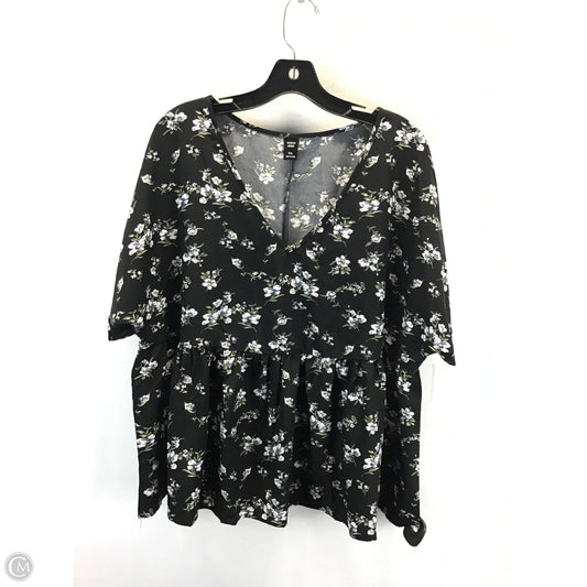 Top Short Sleeve By Shein In Floral Print, Size: 2x