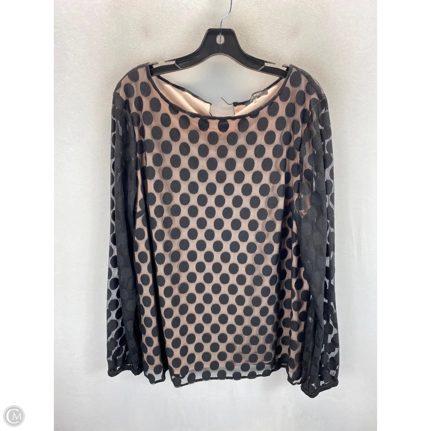 Top Long Sleeve By Nine West In Black & Pink, Size: Xl