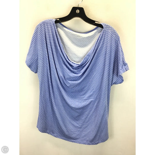 Top Short Sleeve By Lands End In Blue & White, Size: L