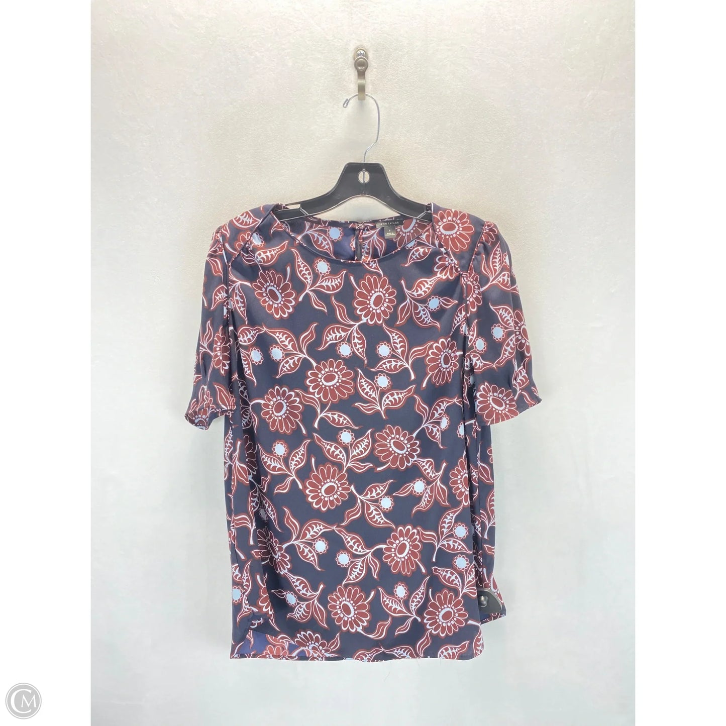 Top Short Sleeve By Ann Taylor In Floral Print, Size: S