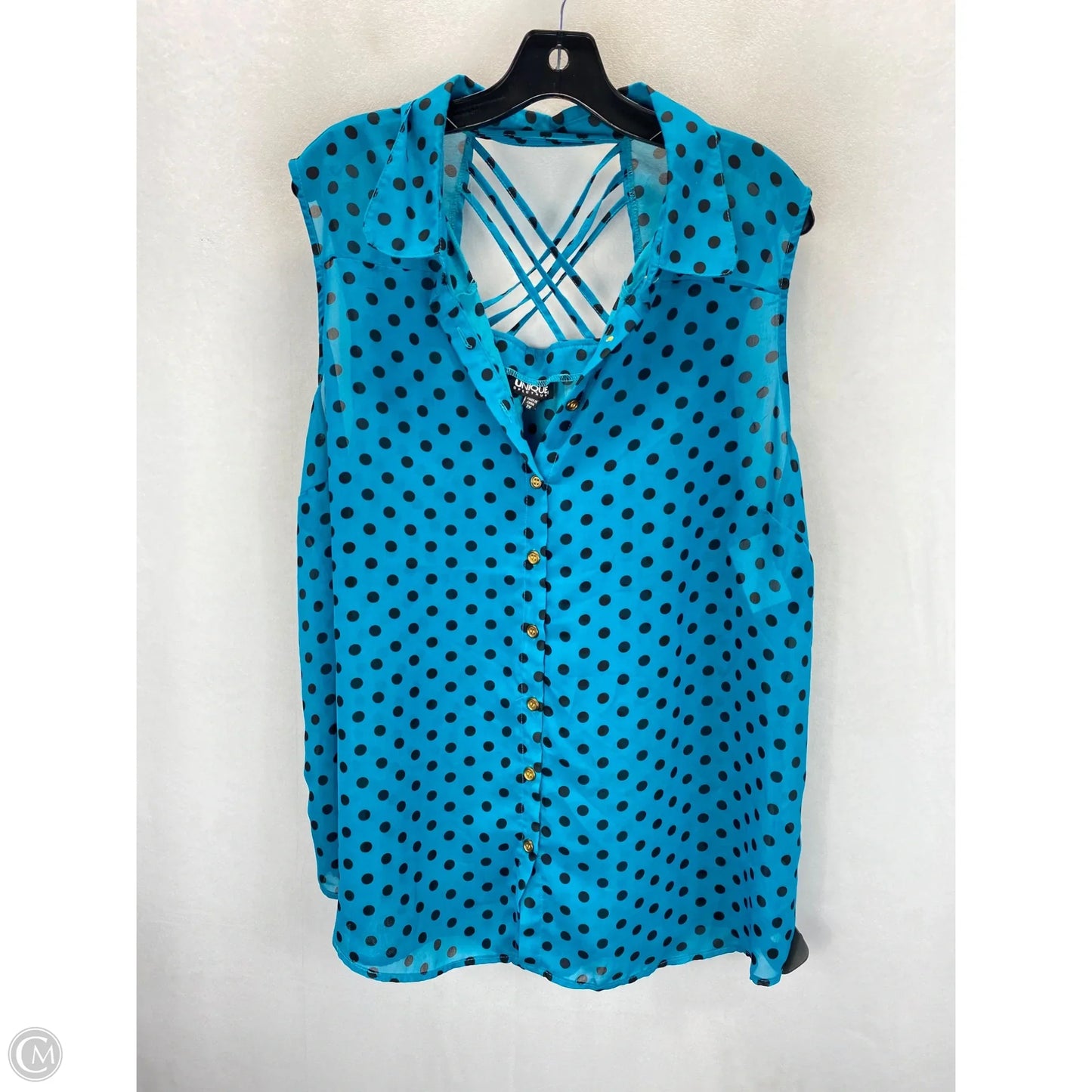 Top Sleeveless By Unique Spectrum In Polkadot Pattern, Size: 2x
