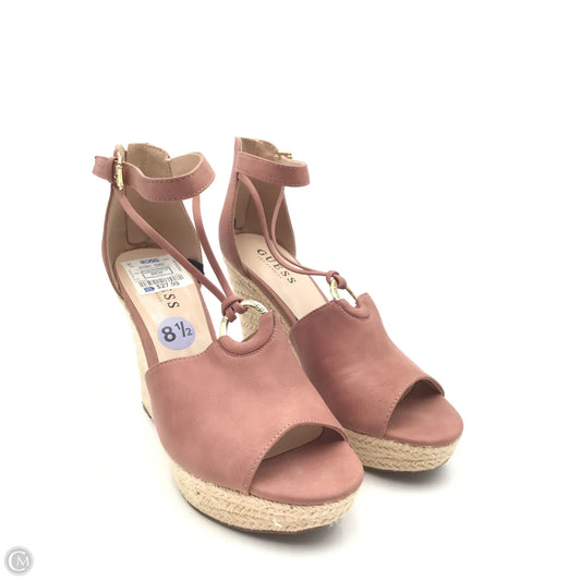 Sandals Heels Wedge By Guess In Pink & Tan, Size: 8.5