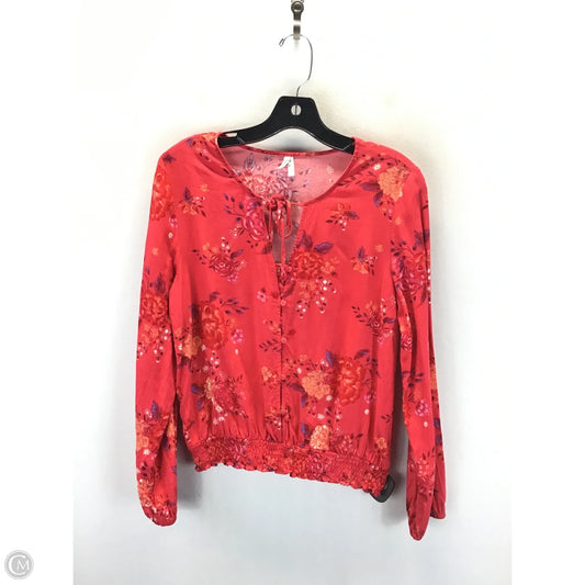 Top Long Sleeve By Mudd In Floral Print, Size: L
