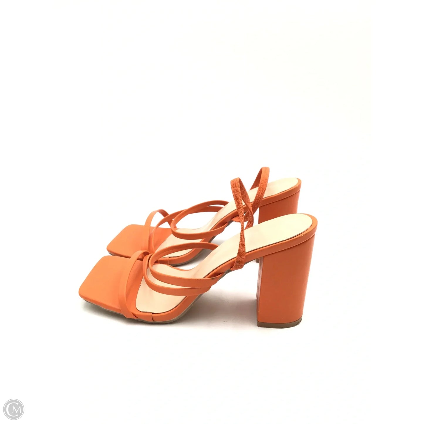 Sandals Heels Block By Clothes Mentor In Orange, Size: 7.5