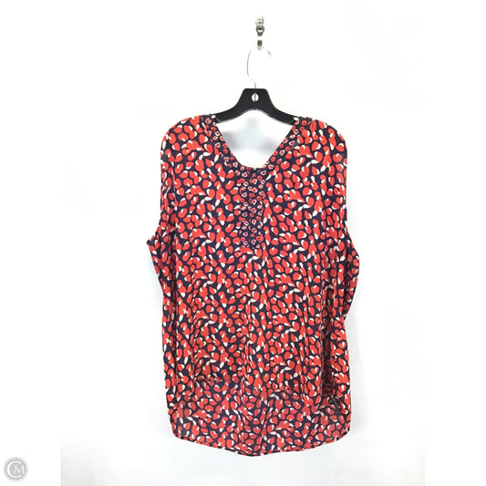 Top Sleeveless By Tahari By Arthur Levine In Red & White, Size: 2x