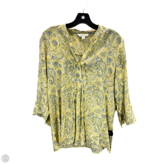 Top 3/4 Sleeve By Counterparts In Blue & Yellow, Size: M