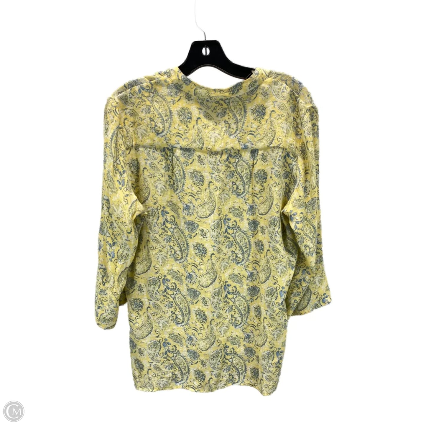 Top 3/4 Sleeve By Counterparts In Blue & Yellow, Size: M