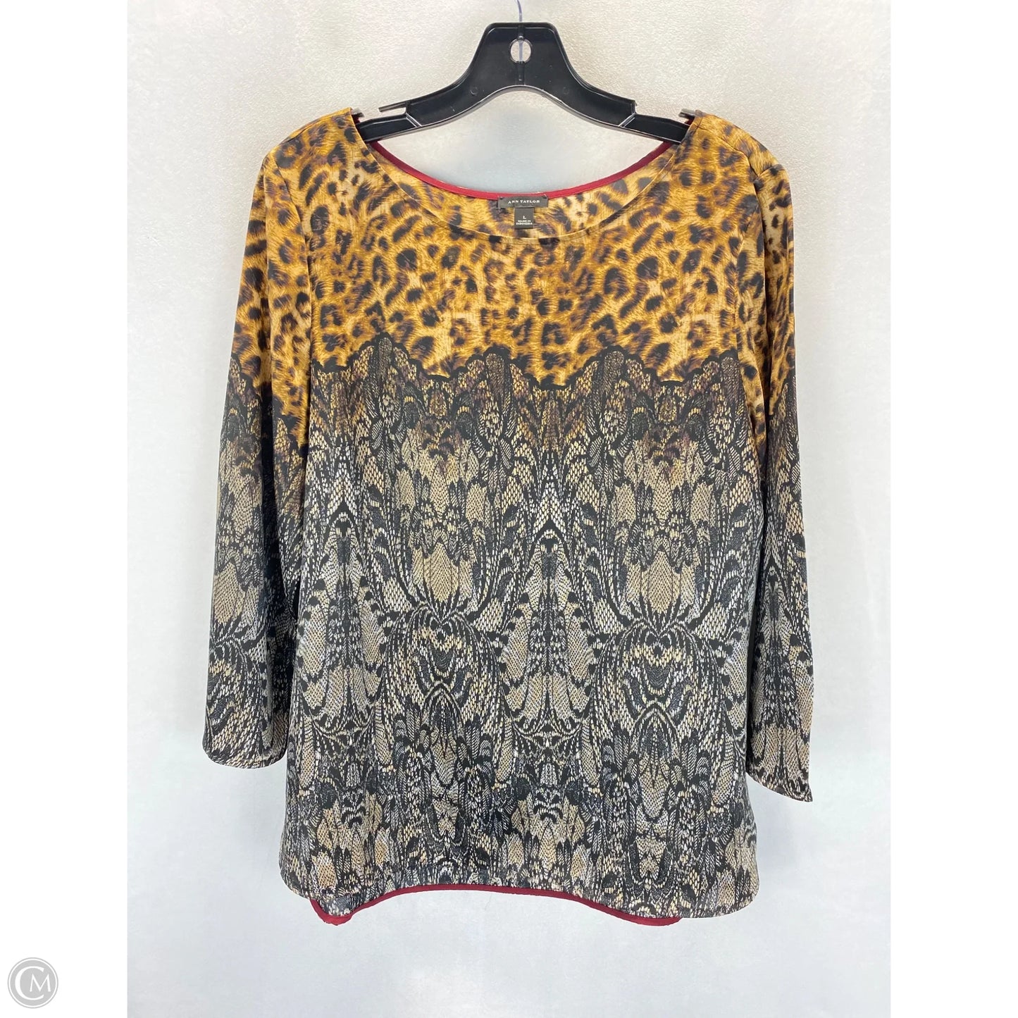 Top Long Sleeve By Ann Taylor In Animal Print, Size: L