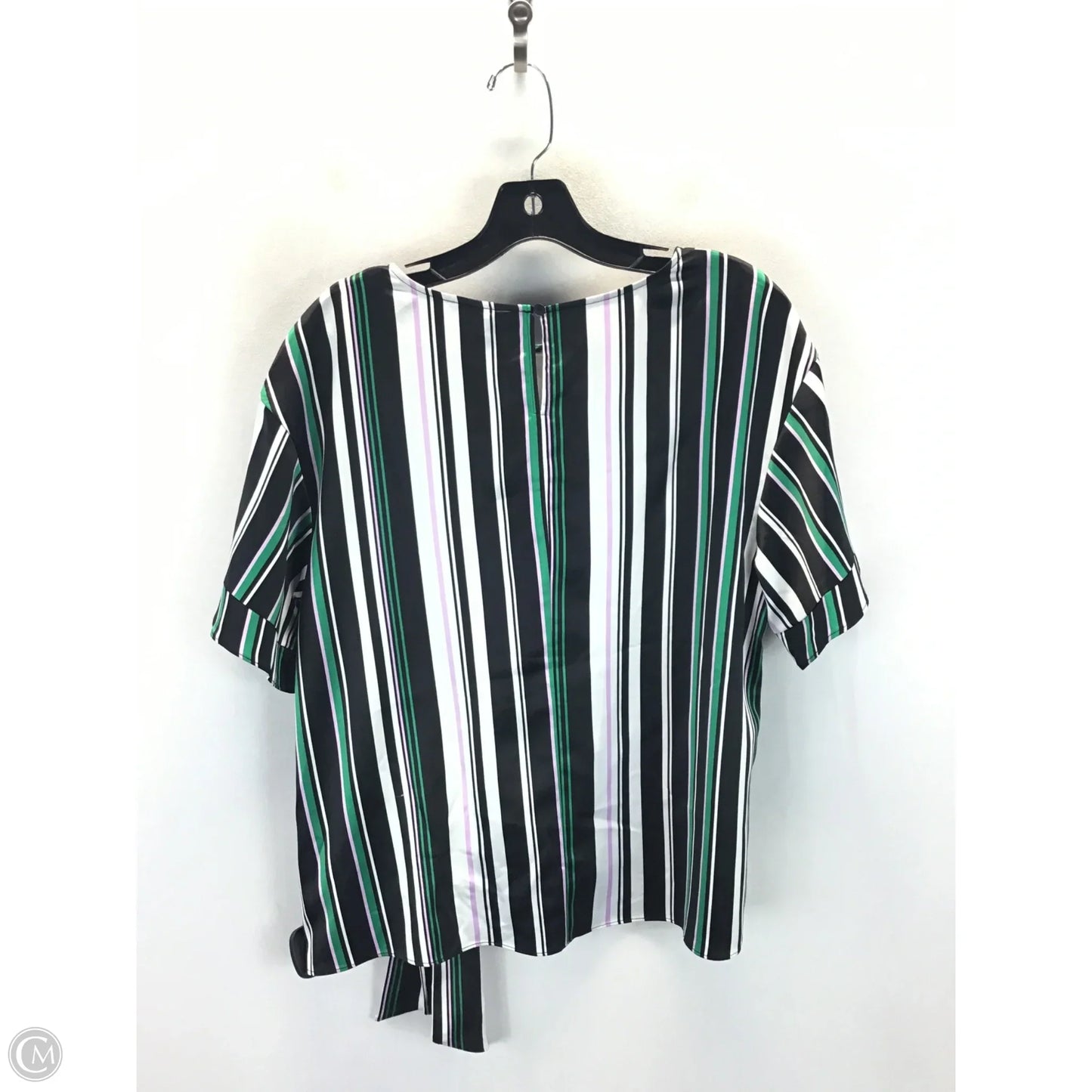 Top Short Sleeve By Worthington In Striped Pattern, Size: L