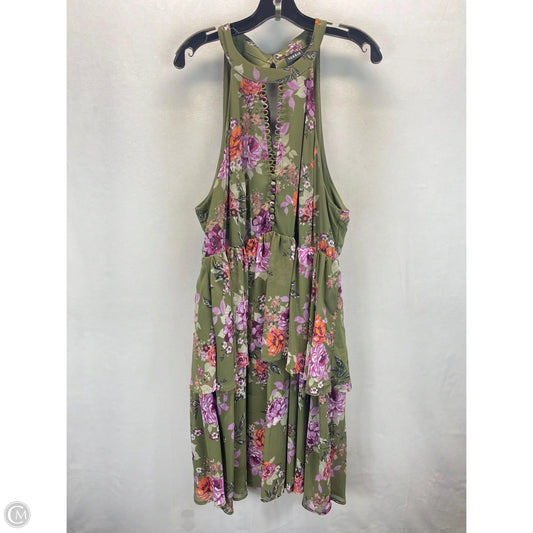 Dress Casual Midi By Torrid In Green & Purple, Size: 2x