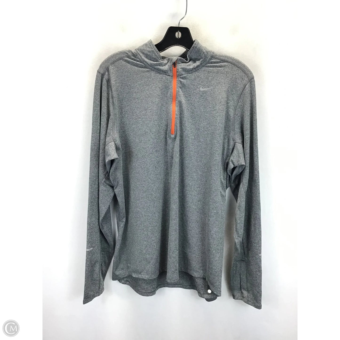 Athletic Top Long Sleeve Collar By Nike Apparel In Grey, Size: M