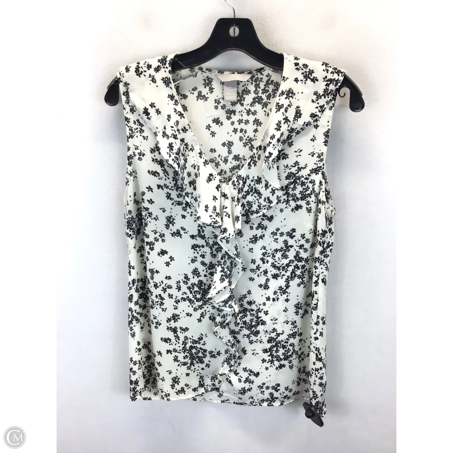 Top Sleeveless By H&m In Black & White, Size: 6