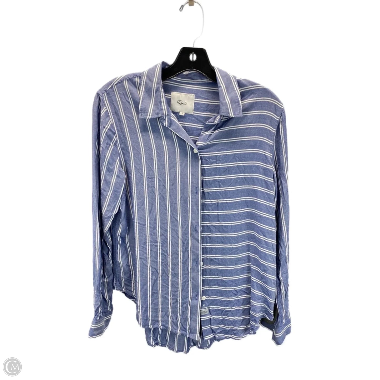 Top Long Sleeve By Rails In Blue & White, Size: S