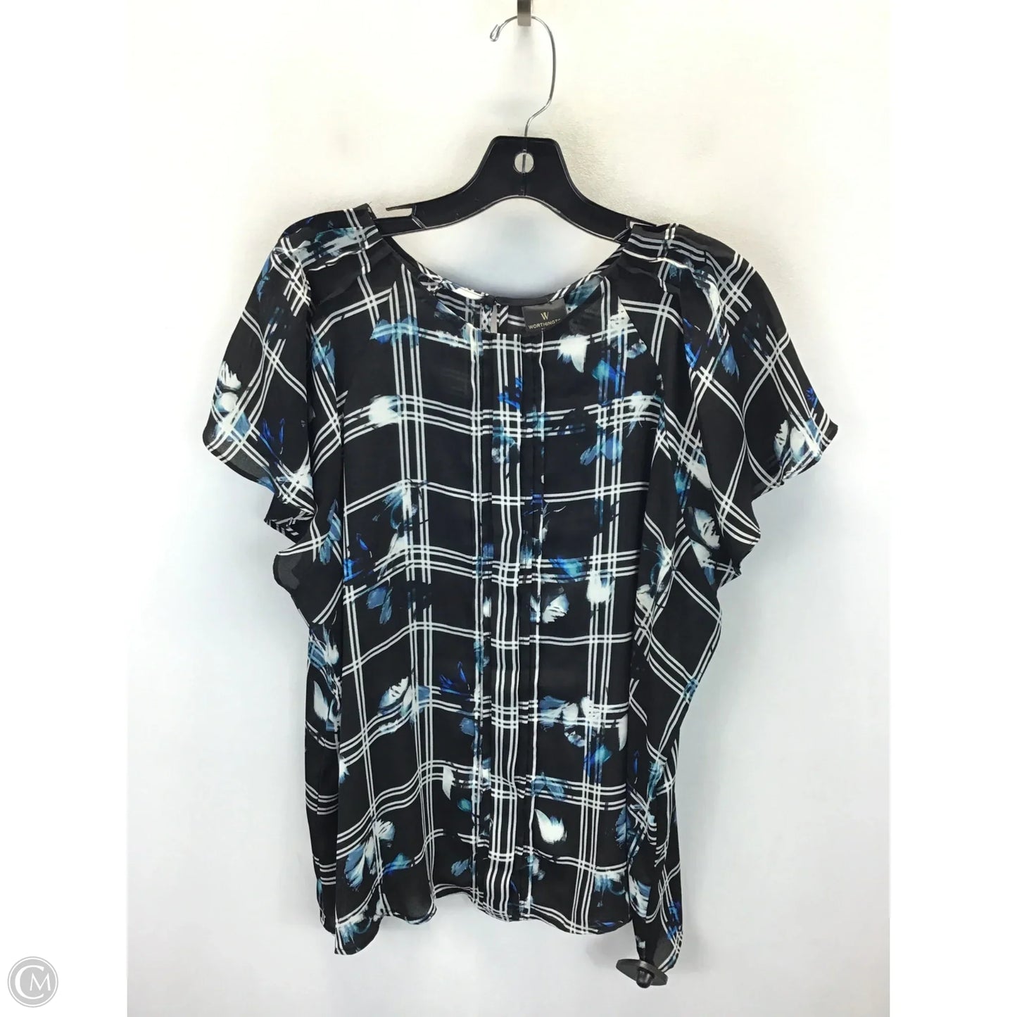 Top Short Sleeve By Worthington In Black & Blue, Size: Xxl