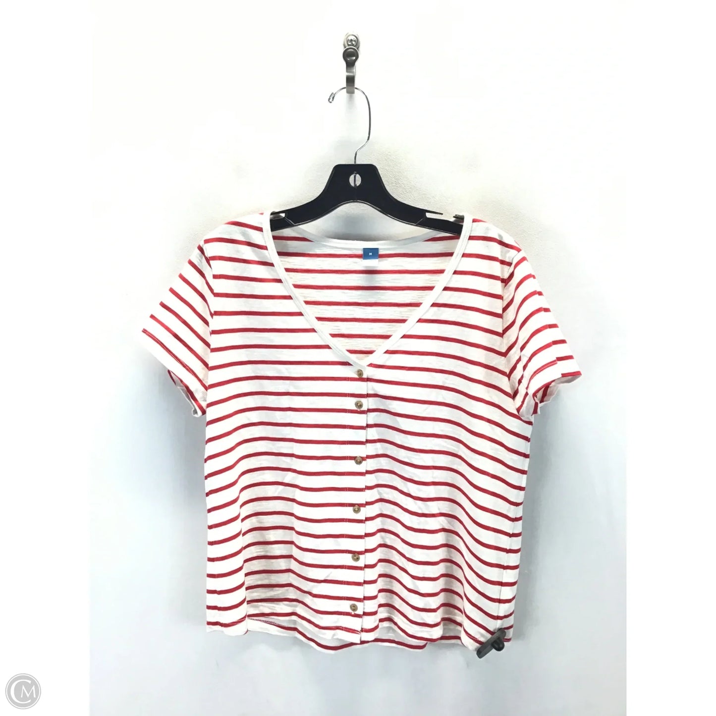 Top Short Sleeve By Old Navy In Red & White, Size: M