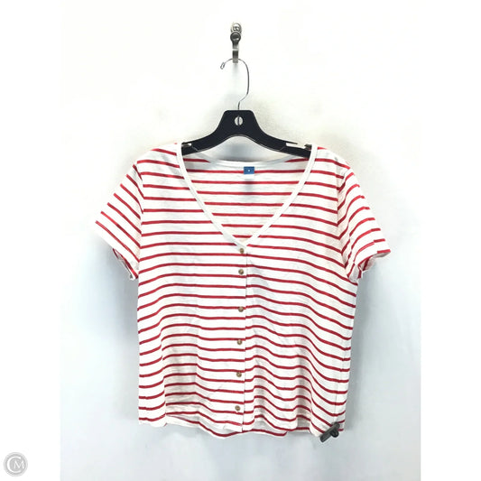 Top Short Sleeve By Old Navy In Red & White, Size: M