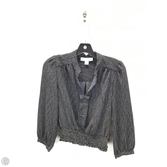 Top Long Sleeve By Monteau In Black & White, Size: M